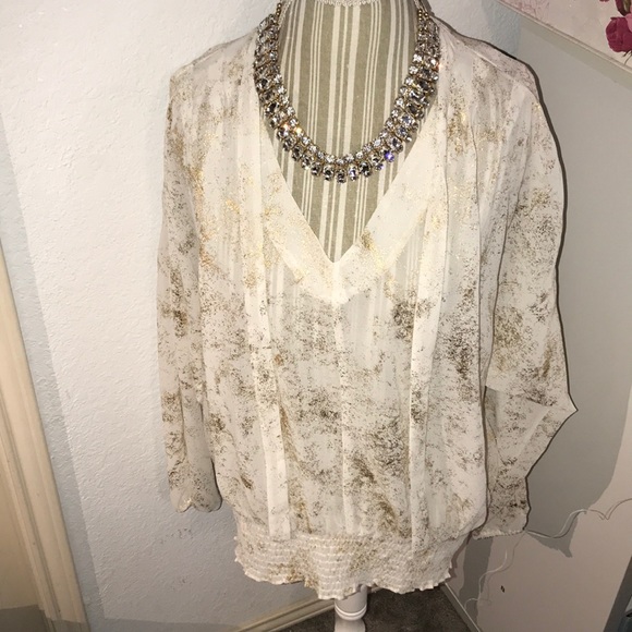 Michael Kors Tops - Michael Kors White and Gold Blouse